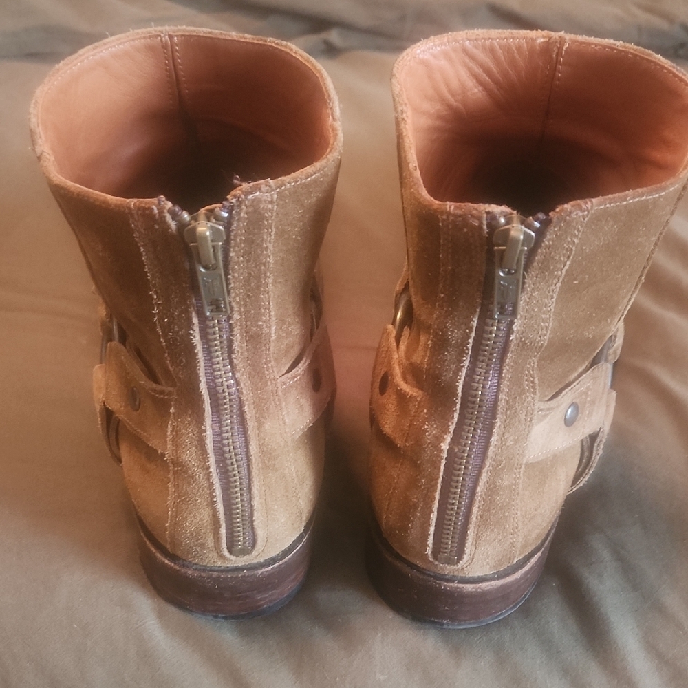 Frye Men's Brown Suede Buckle Boots - Picture 3 of 7